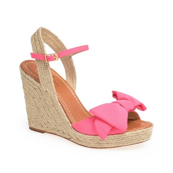 pink bow wedges